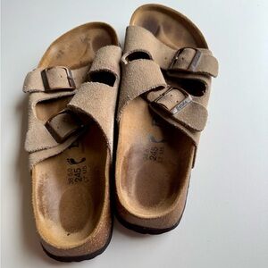 Birkenstock Taupe Betula Arizona Suede Sandals 7